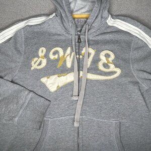 Slade Wilder Hoodie Mens Large Gray Y2K Zip Up Sweatshirt Stripe Streetwear